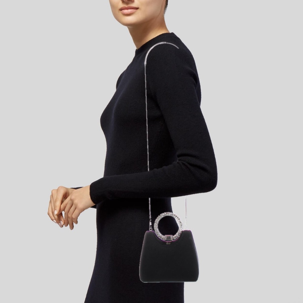 Stuart Weitzman Black Mini Evening Bag with Silver Accents - Picture 5 of 9